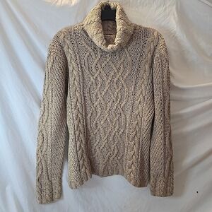 Clare By Icelandic Designs Pullover Turtleneck Cable-knit Sweater Silk Blend  S